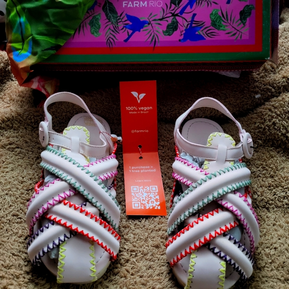 NIB Farm Rio Zigzag Stitch Sandals